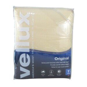Vellux Original Twin Size Blanket Cream Ivory Velvety Plush Soft Warm Insulated